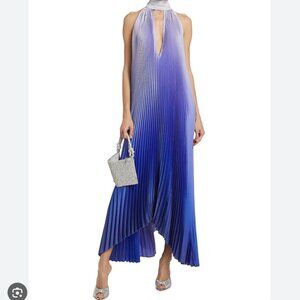 L'IDEE les éléments opera pleated asymmetric gown - Ocean Blue | Size: Small, 4
